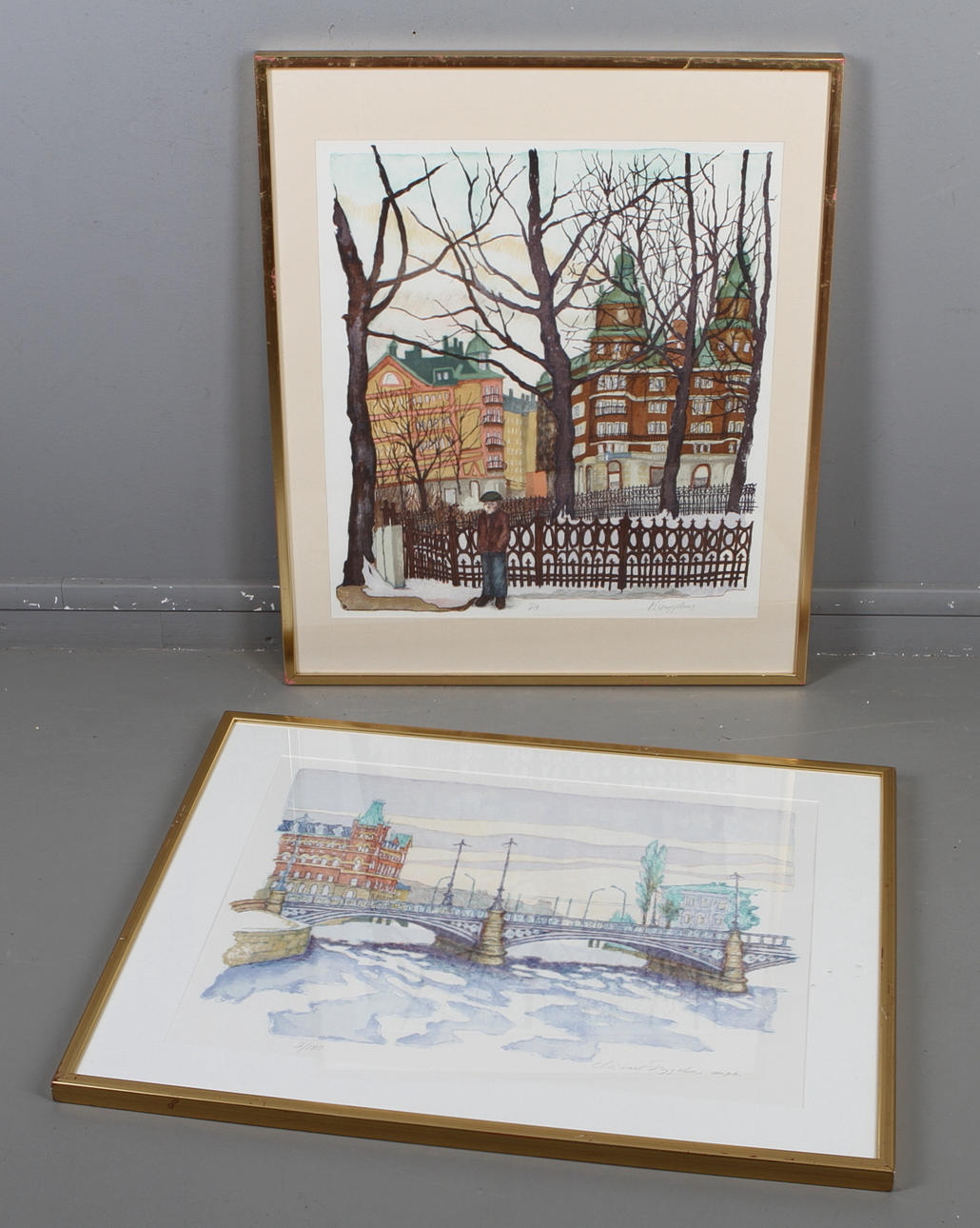 MIKAEL FRYGELIUS. 2 st, färglitografier, signerade samt numrerad/P.T.