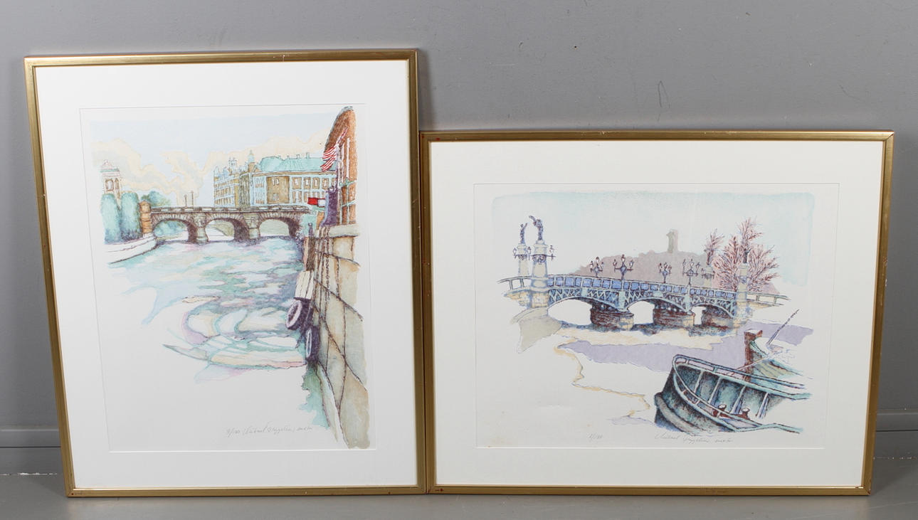 MIKAEL FRYGELIUS. 2 st, färglitografier, signerade samt numrerade.