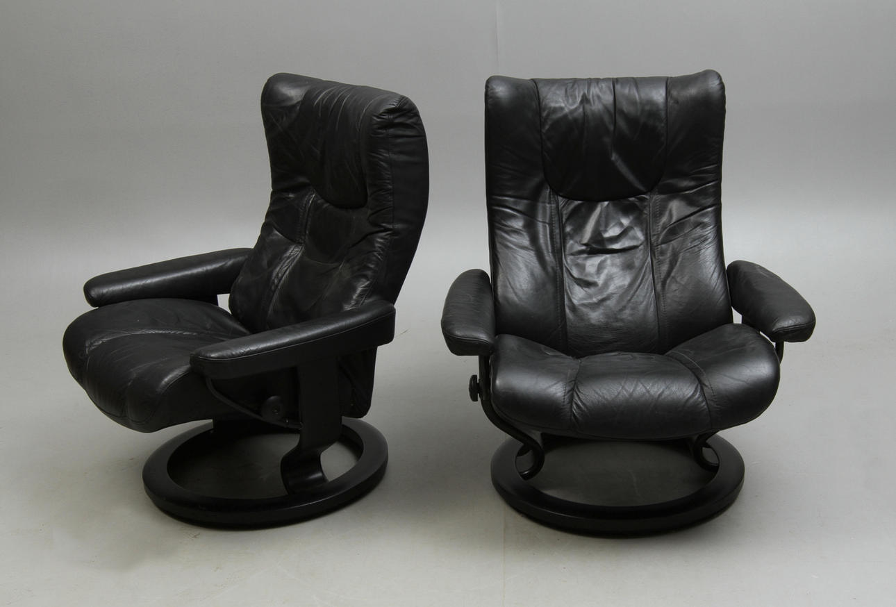 FÅTÖLJER, 2 st, "Stressless", Ekornes, Norge.