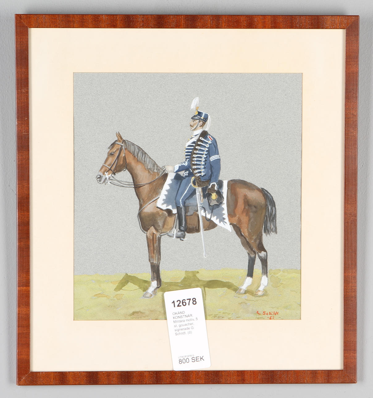 OKÄND KONSTNÄR. Militära motiv, 5 st, gouacher, signerade G Schildt.