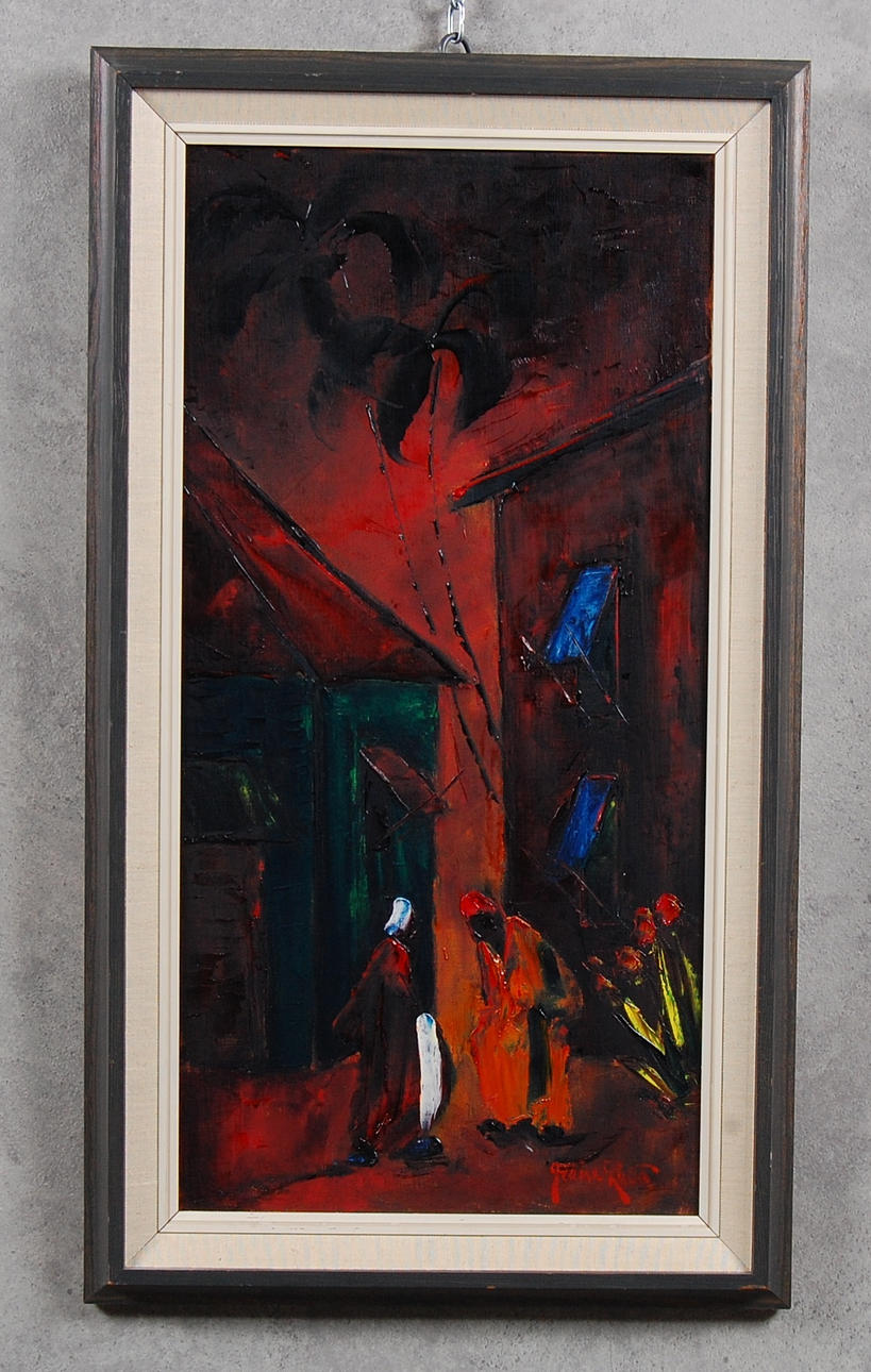 FRANS RUDE. oil on Board, signed.