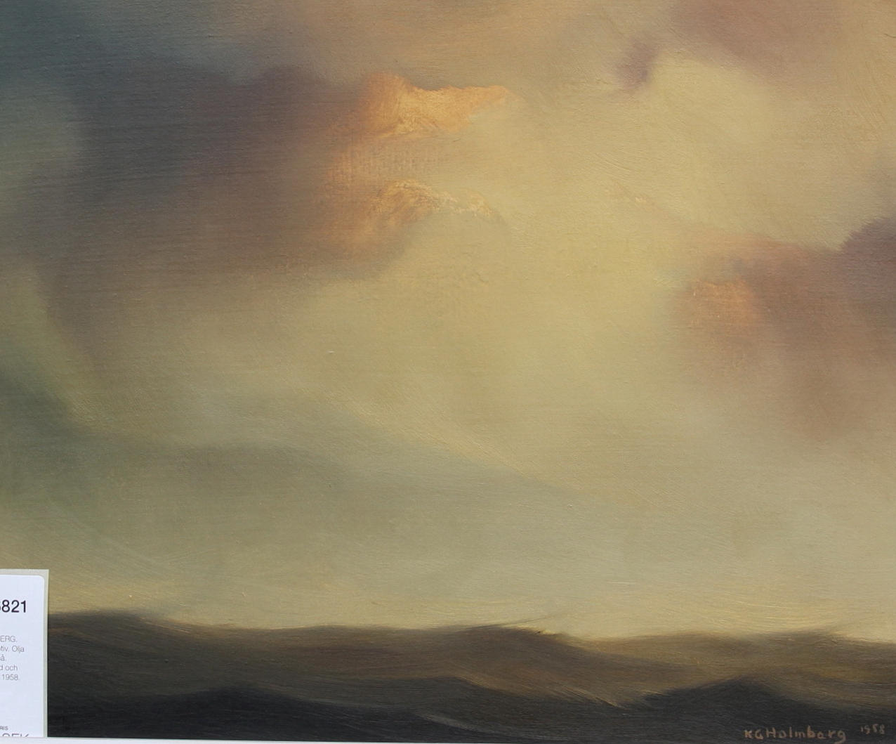 KG HOLMBERG. Havsmotiv. Olja på pannå. Signerad och daterad 1958.