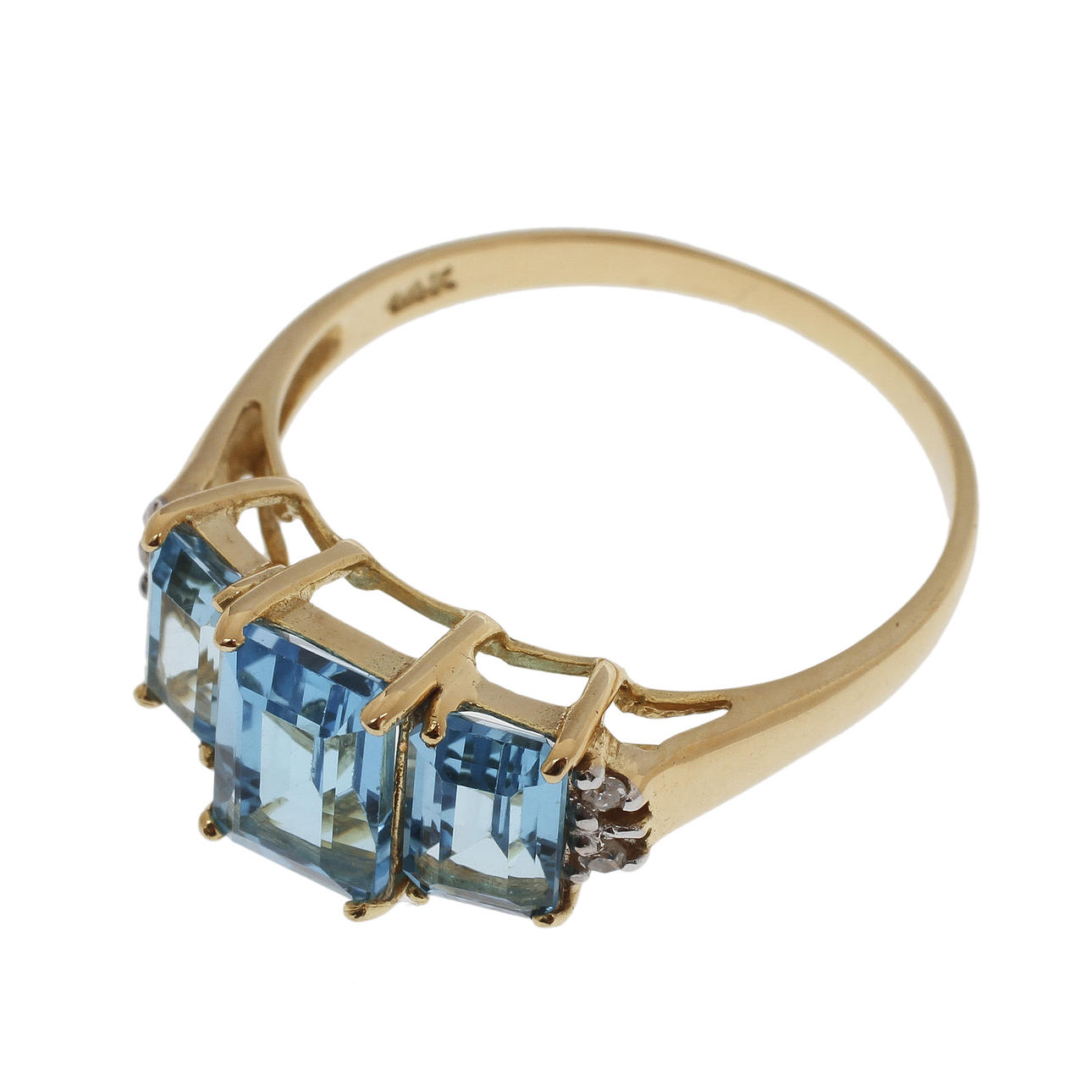 RING, 14k guld med topaser och små diamanter.