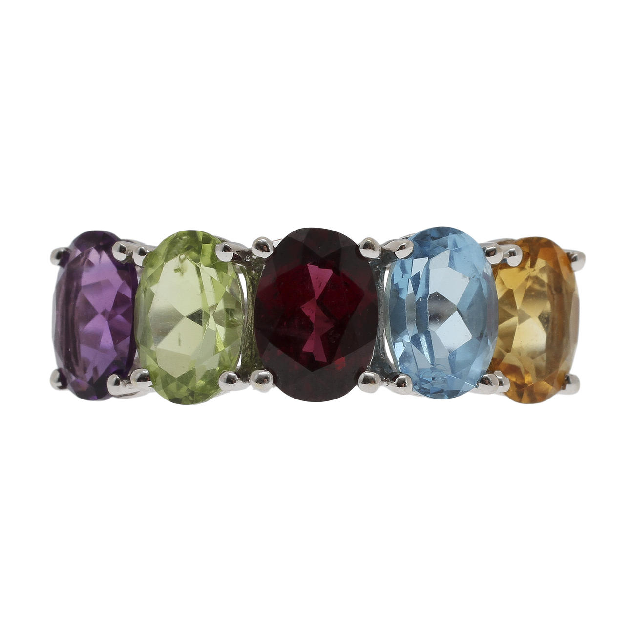 RING, 14k vitguld med ädelstenar.