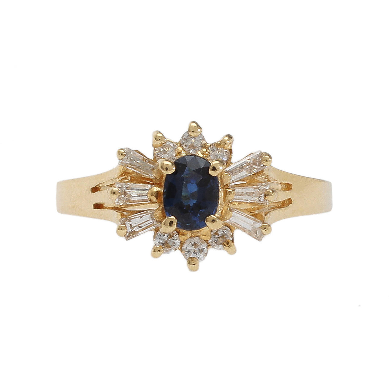 RING, 14k guld med diamanter och safir.