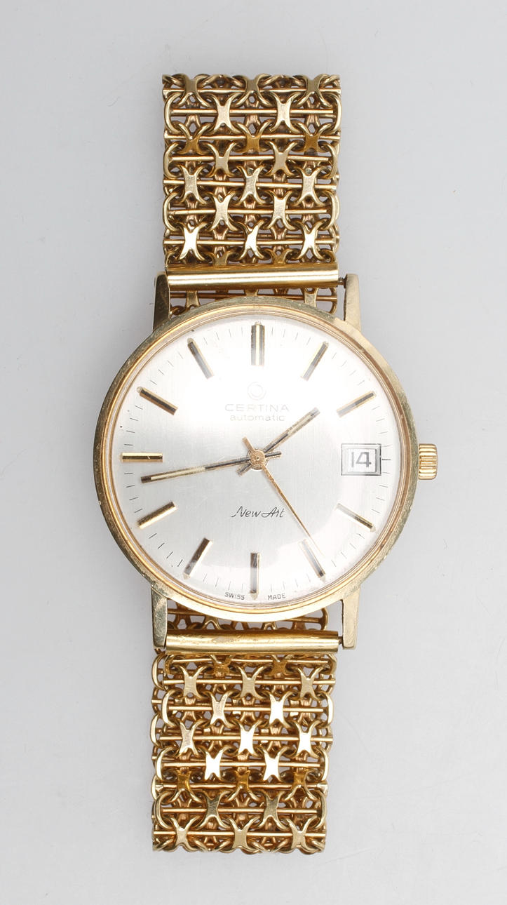 ARMBANDSUR CERTINA NewArt 14k guld, med x-länk 18k guld, total vikt ca 52,9 gr, automatic.