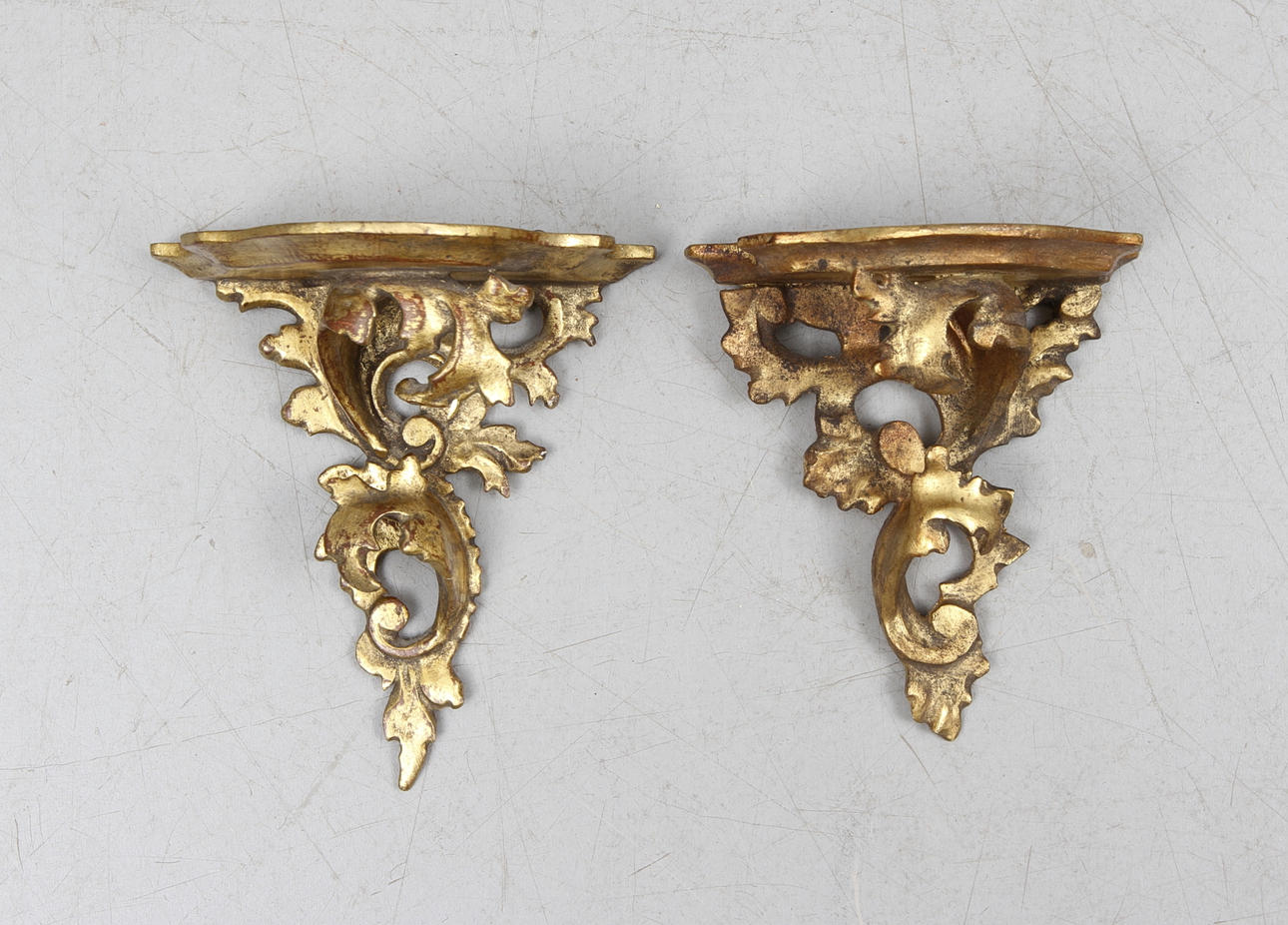 WALL SHELVES, a pair, rococo style.