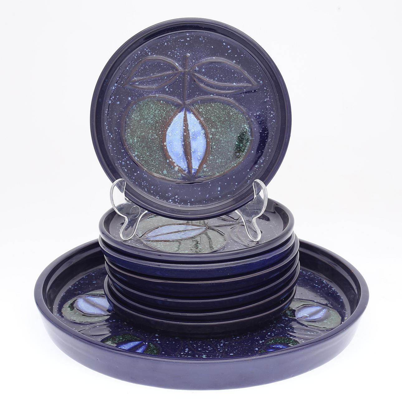 FRUKTSERVIS, 8 delar, stengods, Thomas Hellsten, Nittsjö.