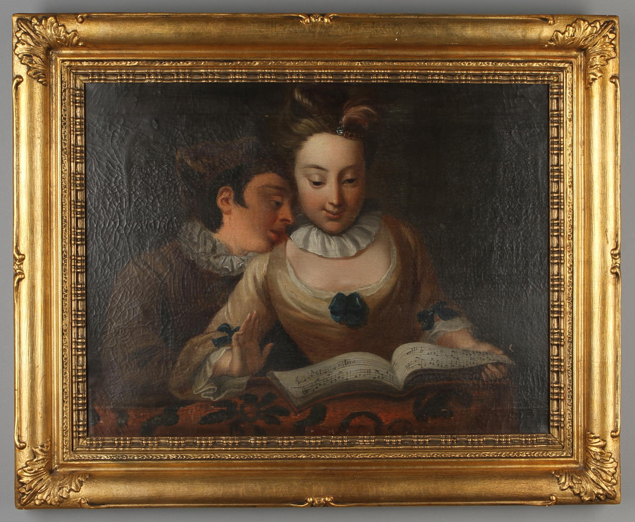 JEAN RAOUX. HANS ART. 1700-tal. Romantisk scen. Olja på duk.