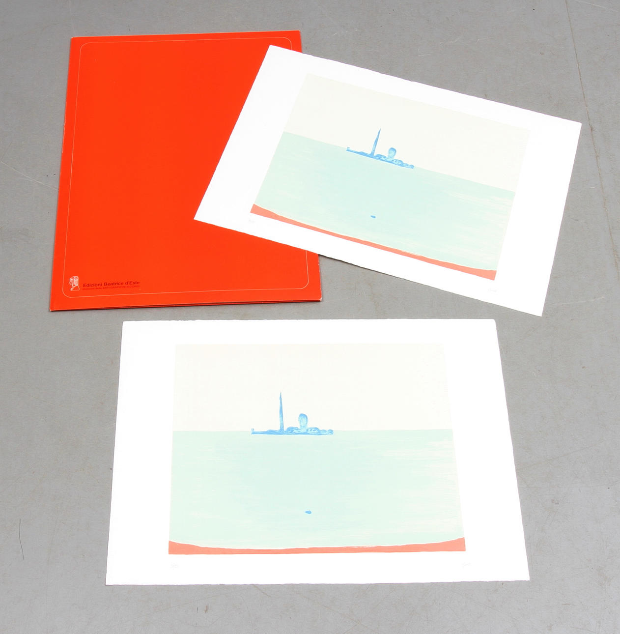 VIRGILIO GUIDI. 2 st, Stadsbild vid horisont, signerade samt numrerade 90+91/125.