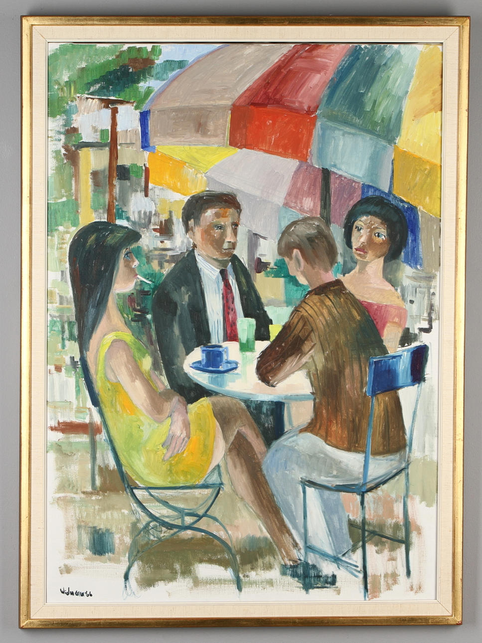 HARRY WICHMANN. "Vår dotter har börjat röka", olja på duk, signerad och daterad -66.