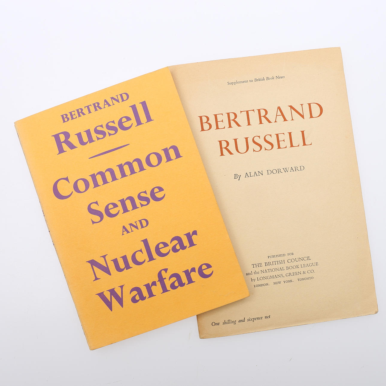 TWO WORKS BY & ABOUT BERTRAND RUSSELL FROM THE LIBRARY OF ERNST WIGFORSS.
