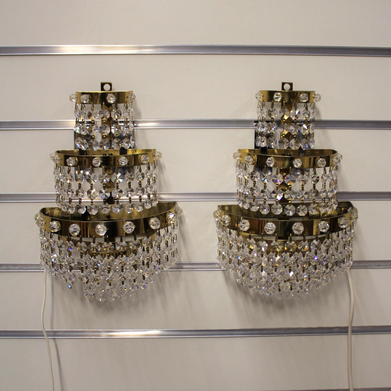 LAMPS 1 pair, with glass prisms.