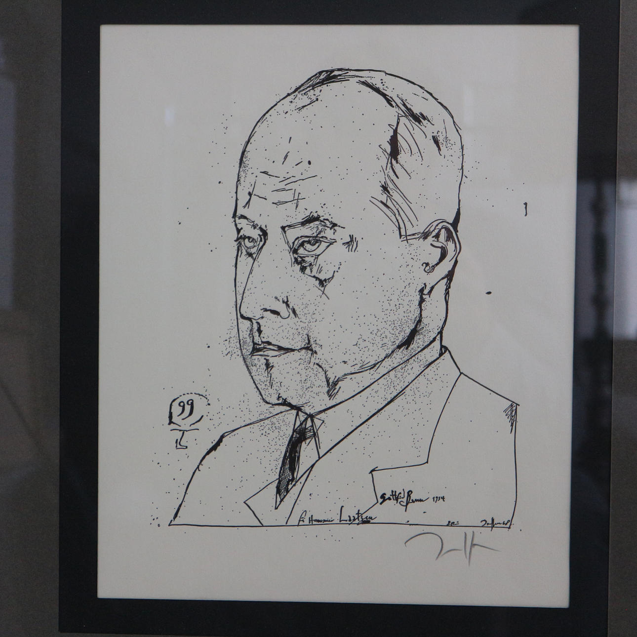 HORST JANSSEN. PORTRAIT GOTTFRIED BENN LITHOGRAPHIE.