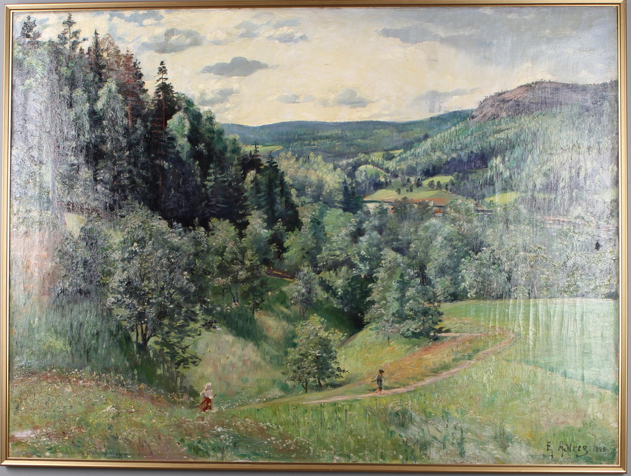 EMMA LILJEDAHL-ADLERZ. Ladskapsmotiv med lekande barn. olja på duk, signerad och daterad 1898.