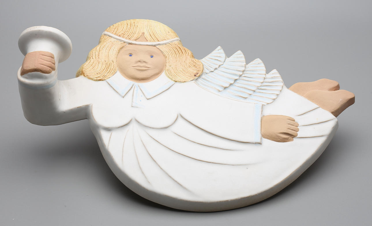 MARGARETA HENNIX, VÄGGLJUSSTAKE, stengods, ängel, Gustavsberg.