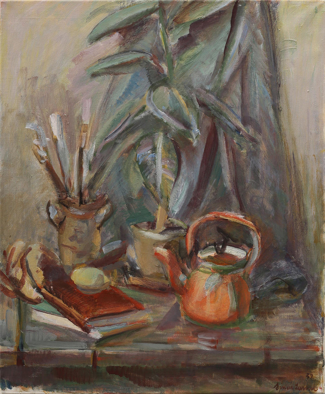 EINAR LARSEN. Still life, oil on canvas, signed and dated -59.