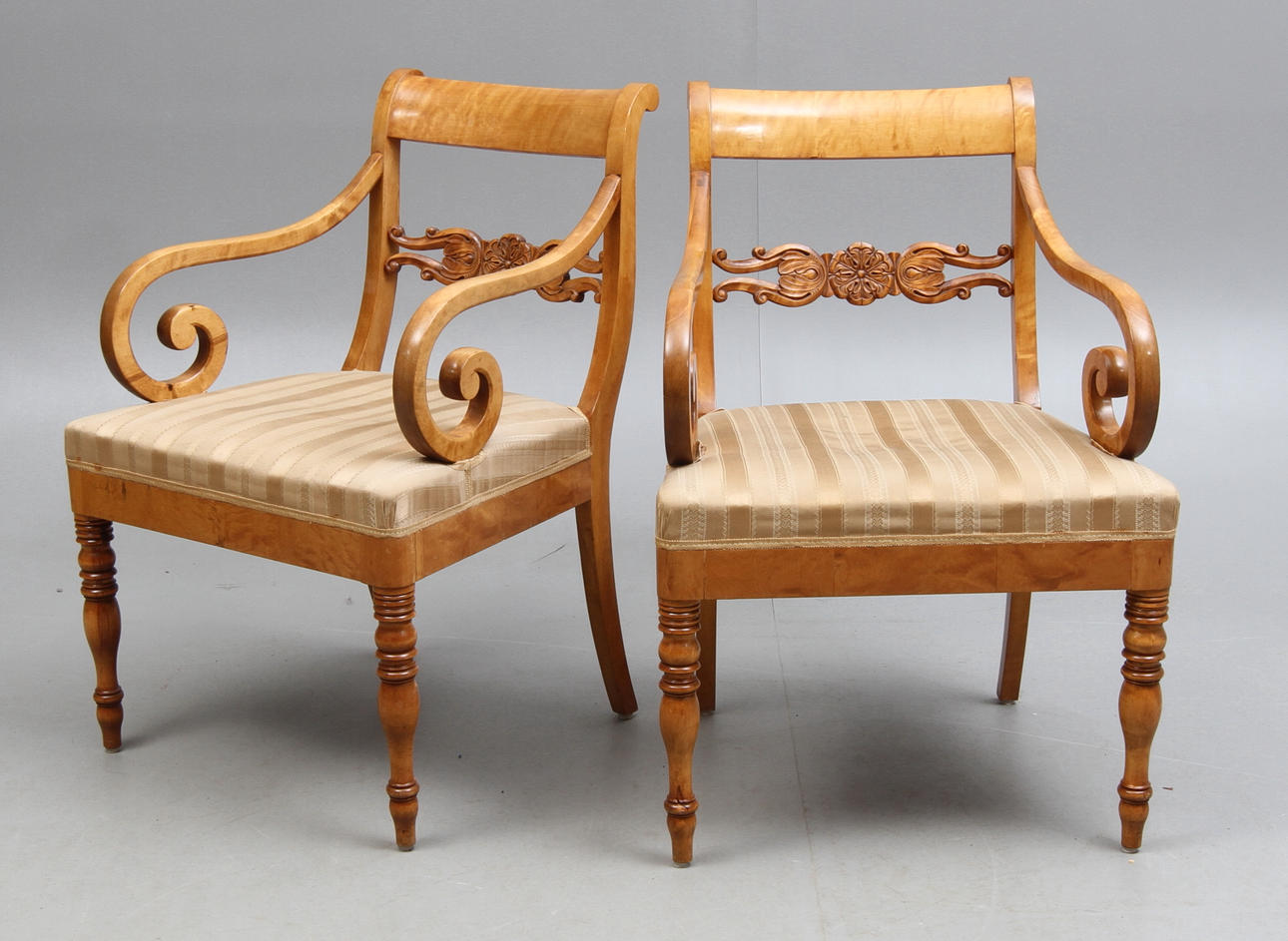 KARMSTOLAR, 1 par, Biedermeier, 1800-tal.