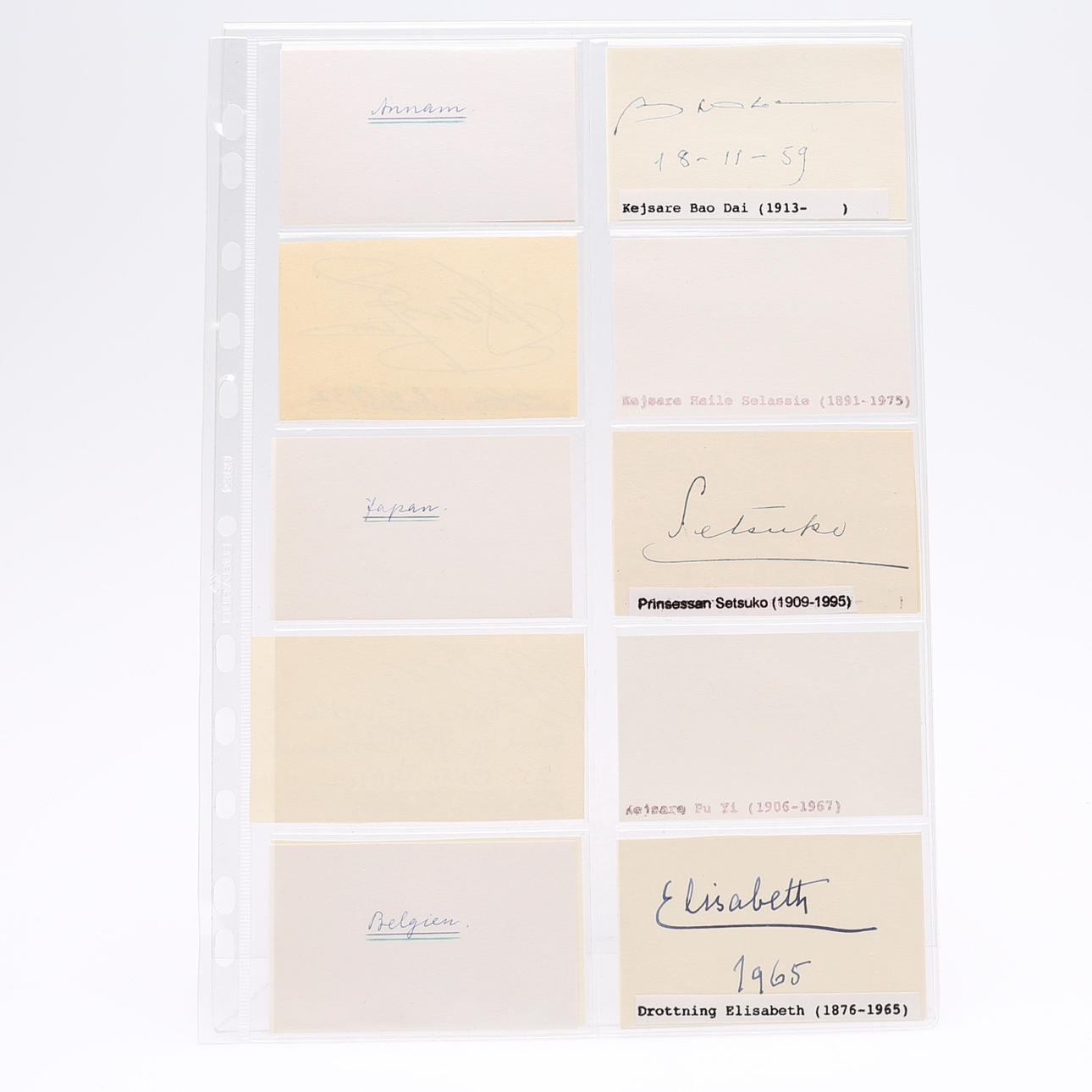 AUTOGRAPH. 8 various emperors, princes, princes, princesses.