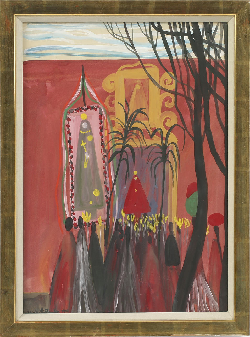 WALDEMAR SJÖLANDER. Gouache, signerad 1955.