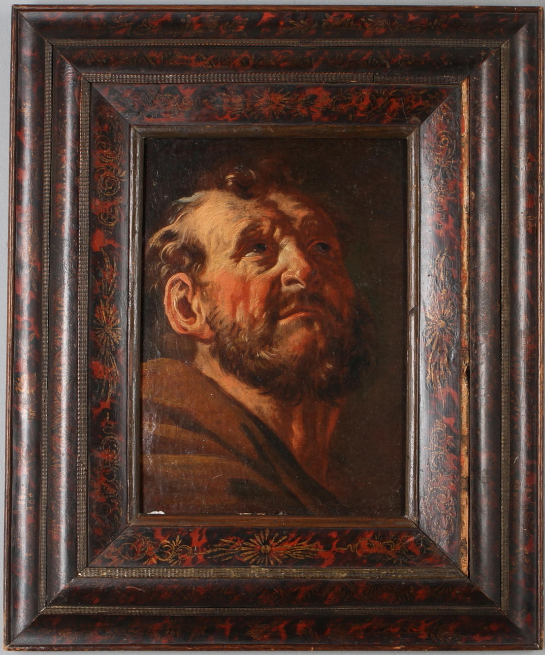JACOB JORDAENS. HANS KRETS. Studie av manshuvud, olja på duk.