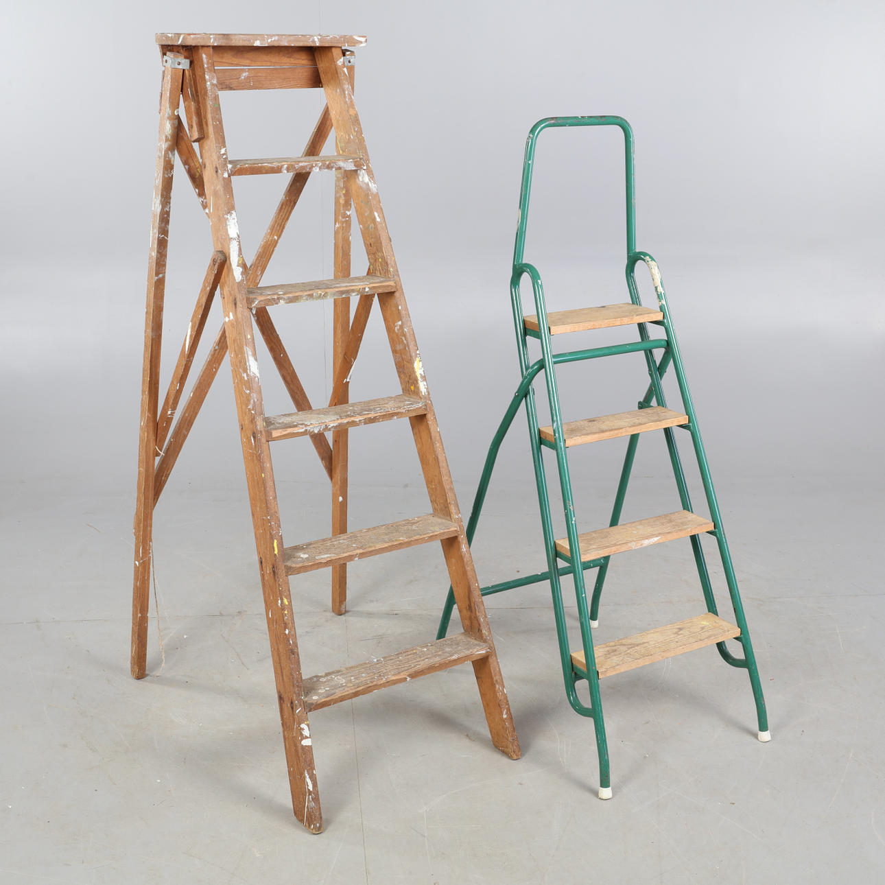 LADDER, 2 pcs, wood/metal, 1900s.