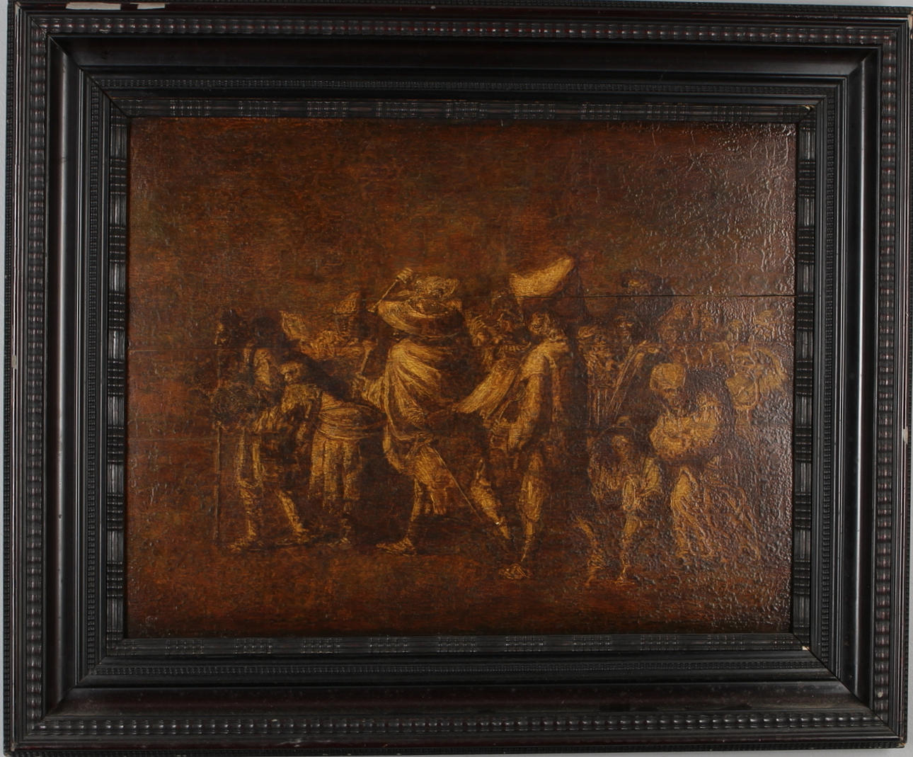 ADRIAN PIETERSZ VAN DER VENNE. TILLSKRIVEN. Karnivalståg, olja på pannå.