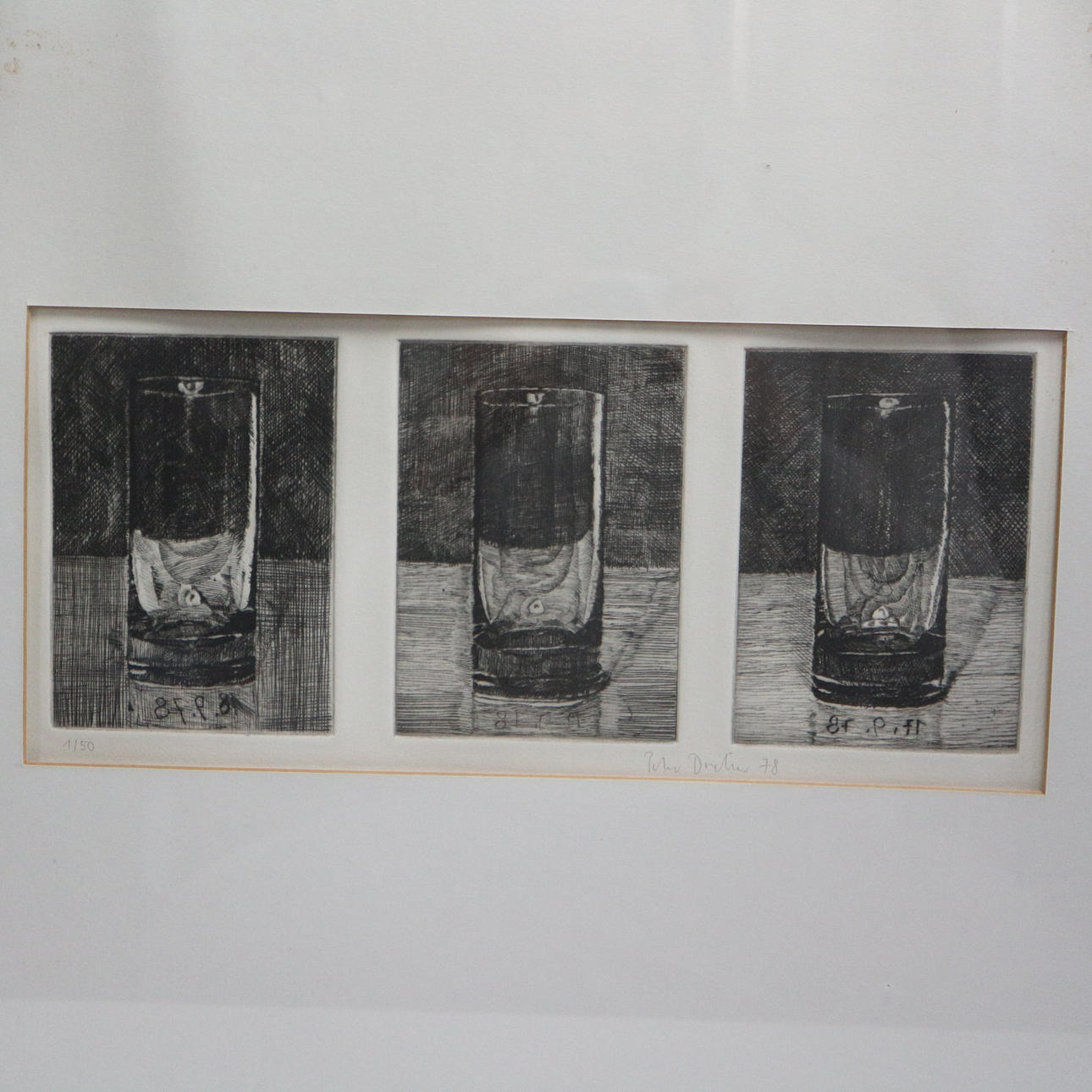PETER DREHER. "DREI GLÄSER" LITHOGRAFIE.