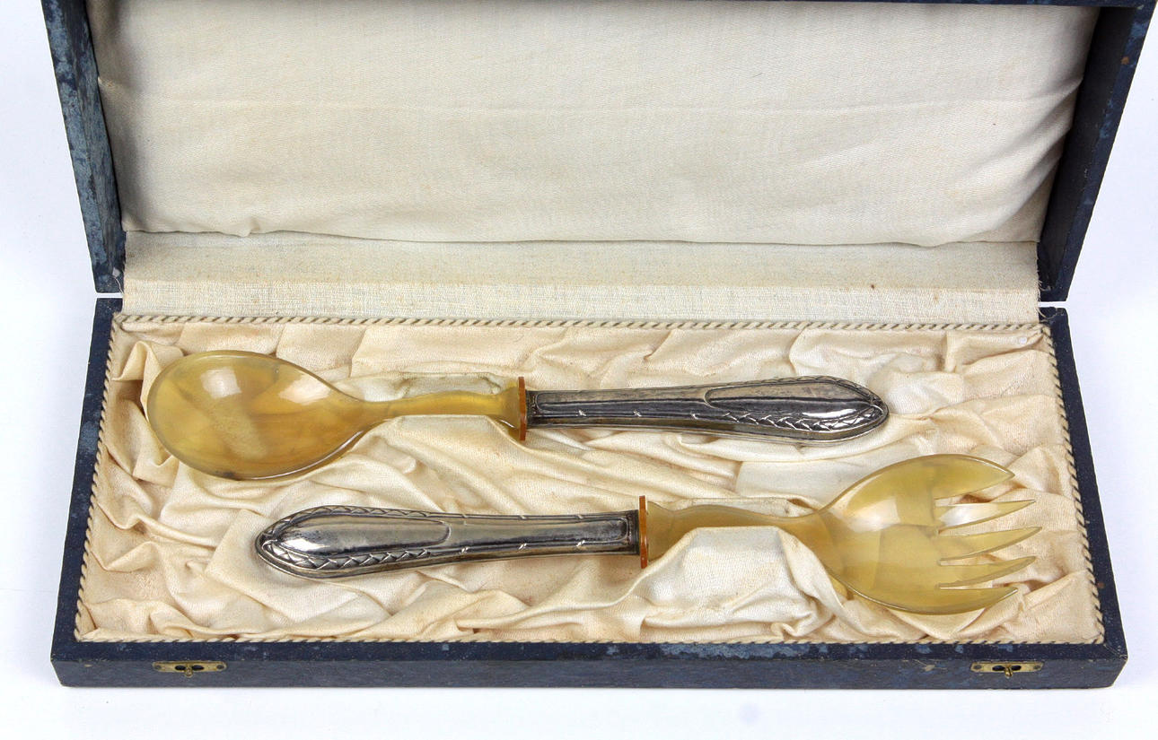 Art Nouveau salatservere - sølv 800.