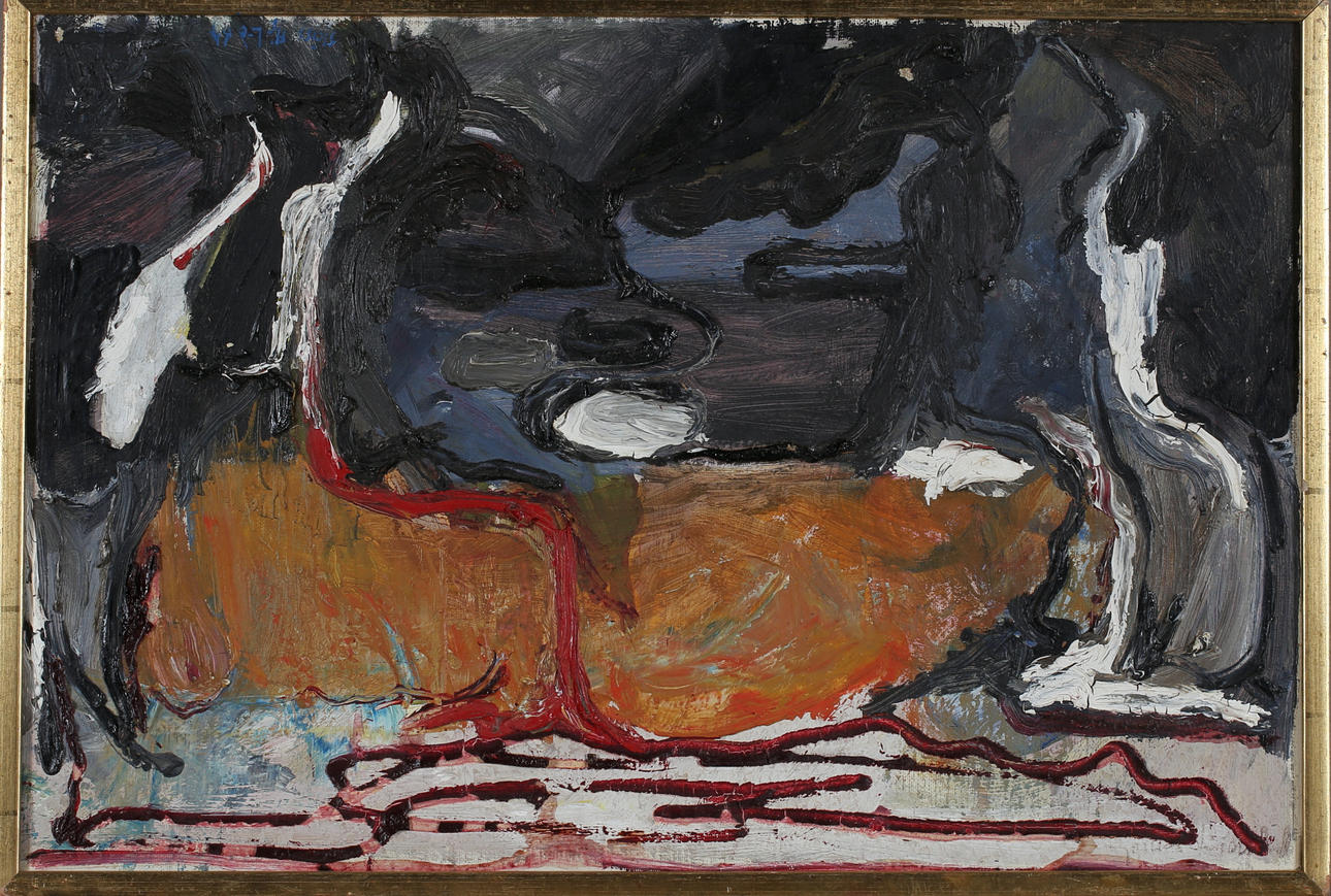 OIDENTIFIERAD KONSTNÄR. "Glöd", olja på duk, signerad.