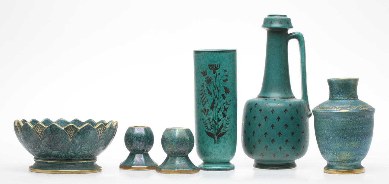 PARTI KERAMIK, 6 delar, Gustavsberg, Willhelm Kåge "Argenta" och Josef Ekberg.