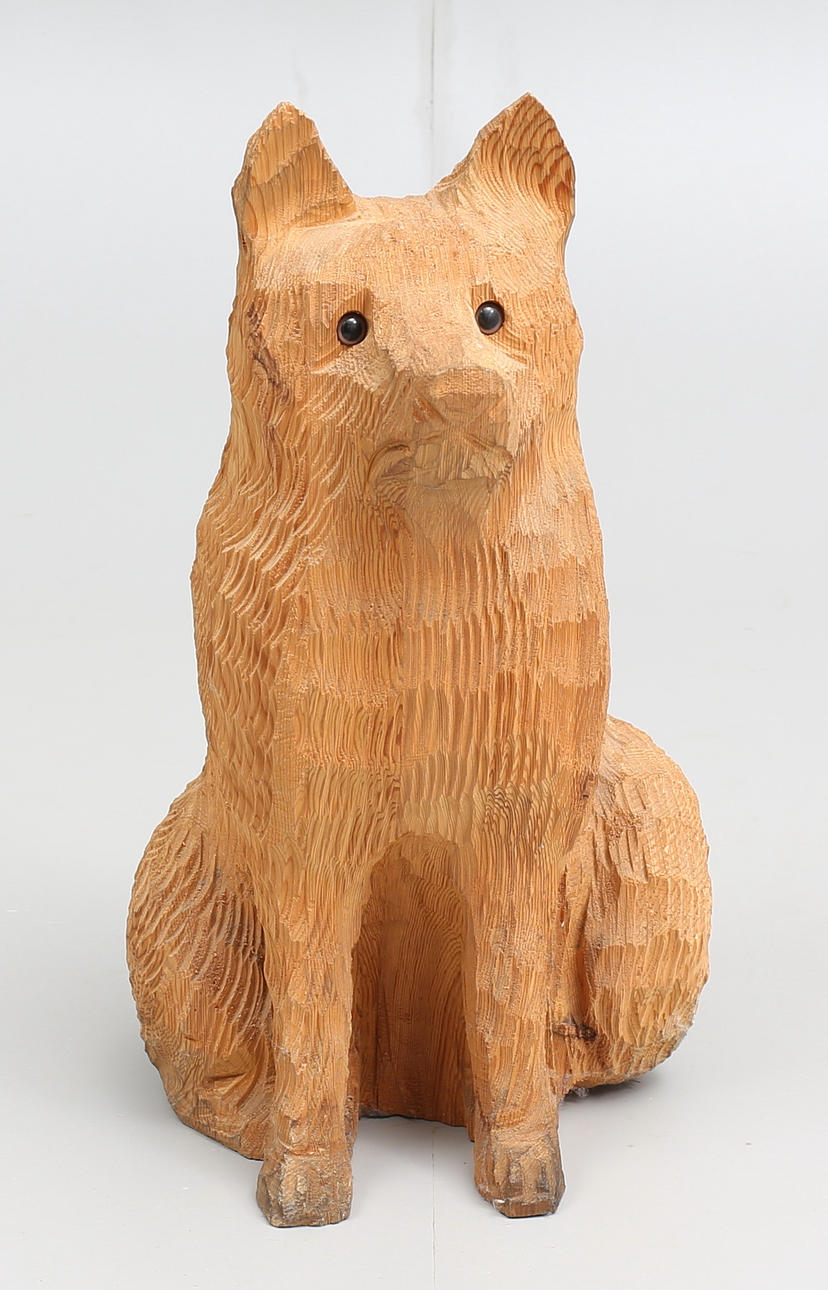 TRÄSKULPTUR, räv, 1900-talets andra hälft.