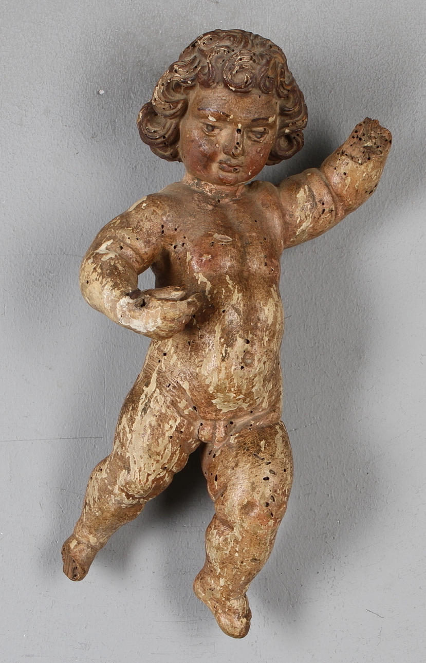 PUTTI, skuret och bemålat trä, 1700-tal.