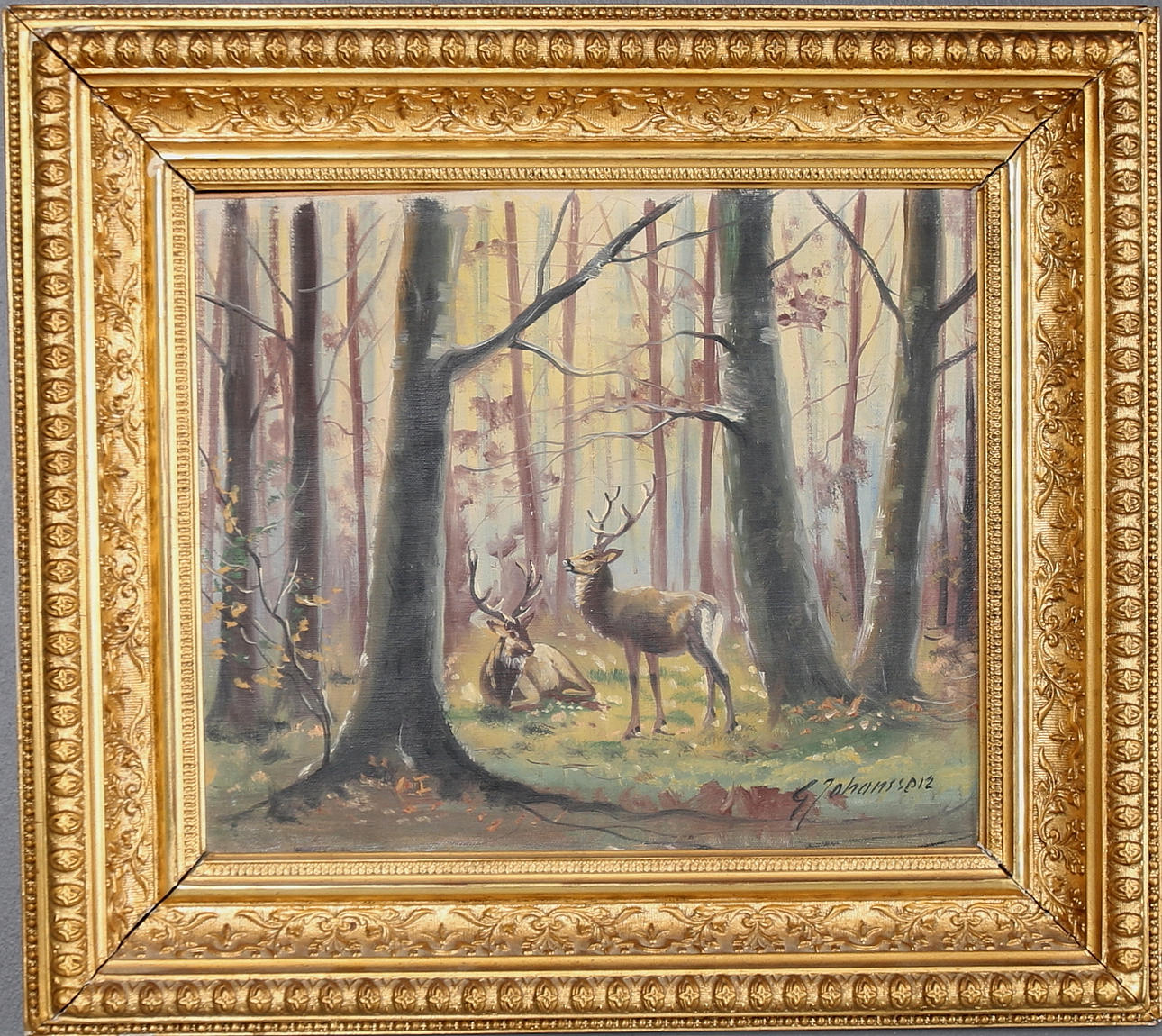 OKÄND KONSTNÄR. Olja på pannå, signerad "G Johansson".