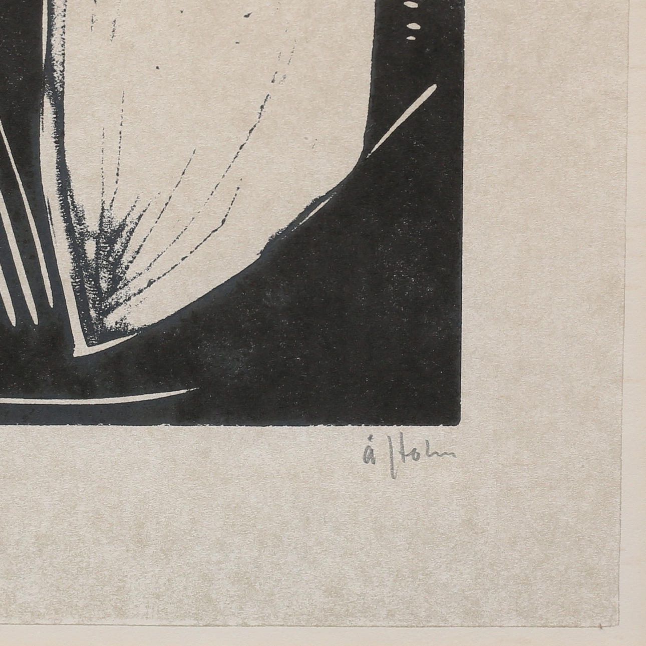 ÅKE HOLM. Horse head and human face, lithography, signed Å Holm