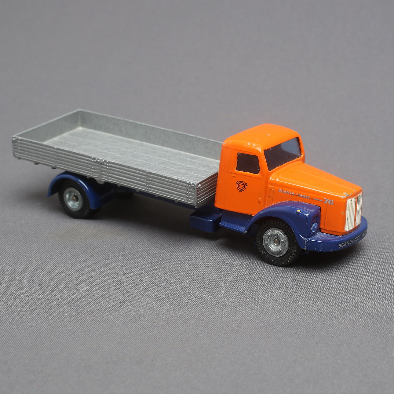 TEKNO SCANIA-VABIS 76 truck, orange cab, blue chassis. Toys