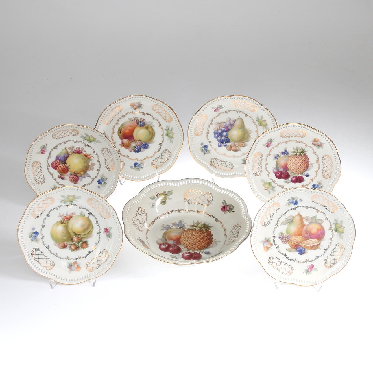 FRUKTSERVIS, 7 delar, porslin, Bavaria, Tyskland, 1900-tal.