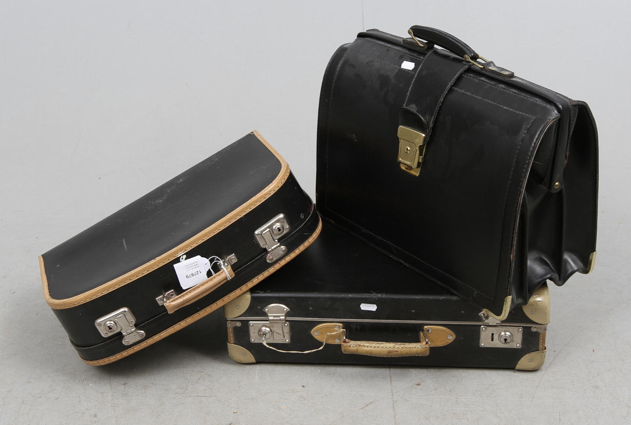 VÄSKOR, 3 st, 1900-tal, bl.a. Alstermo bruk.