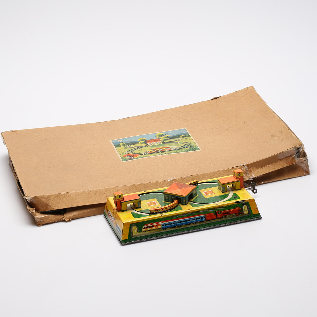 TÅGBANOR, 2 st, plåt, 1900-talets andra hälft.