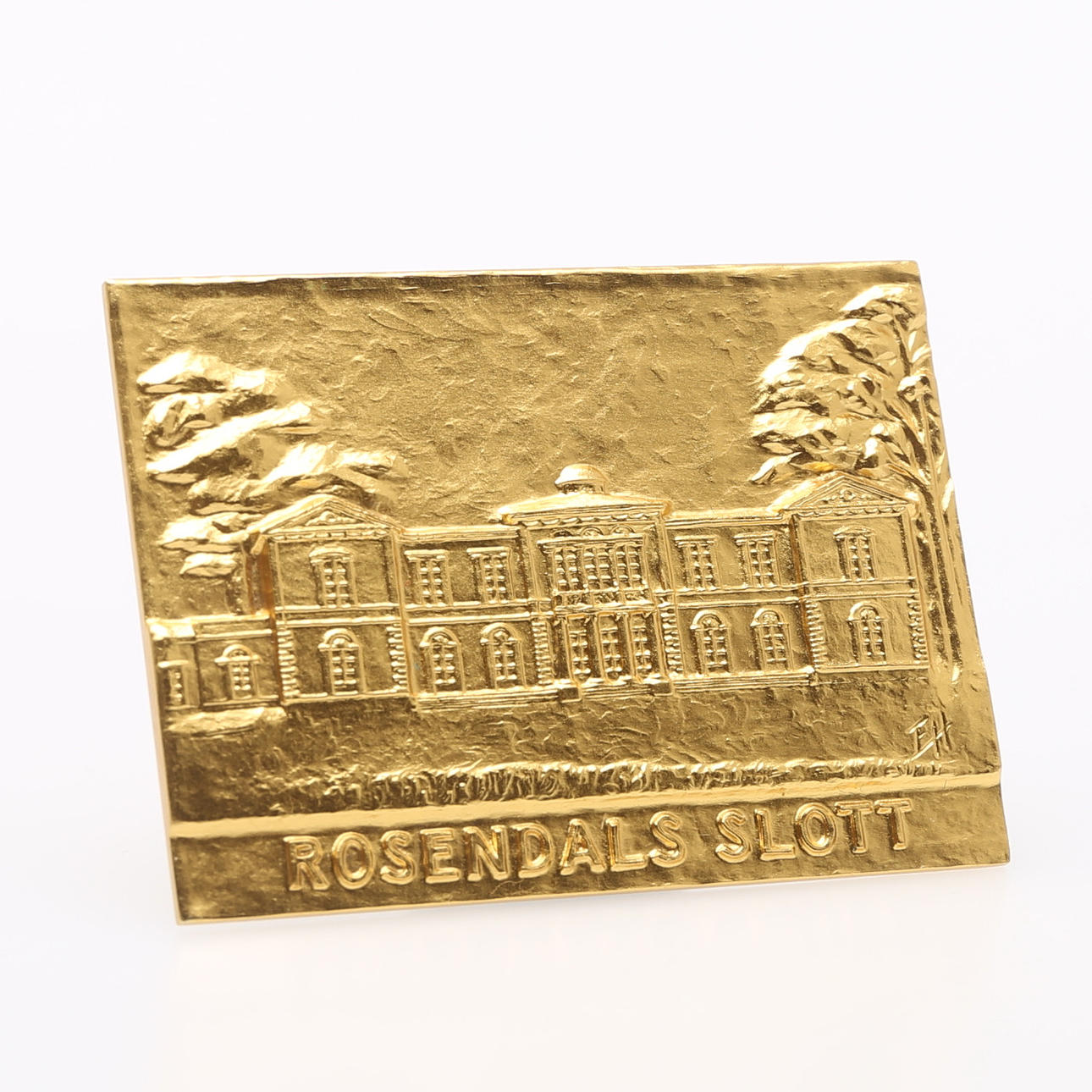 PLAQUET, ROSENDAL SLOT, 18k guld, stemplet.