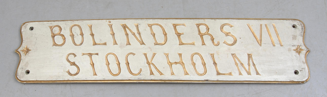 NAMNBRÄDA, Bolinders VII Stockholm, 1900-talets första hälft.