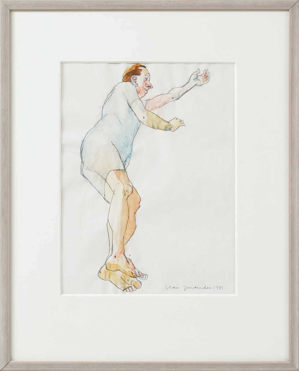 CLAES JURANDER. Figure, watercolor, signed.