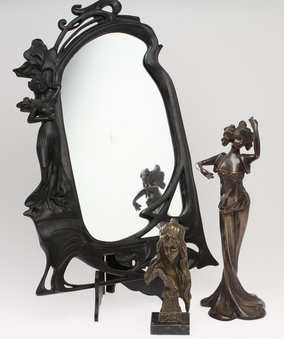 SPEGEL, SKULPTURER, 2 st, Jugendstil, 19/2000-tal.