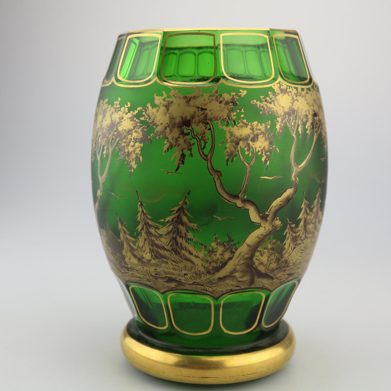 MOSER VAS, 24 KARAT GULD, HANDMÅLAD.