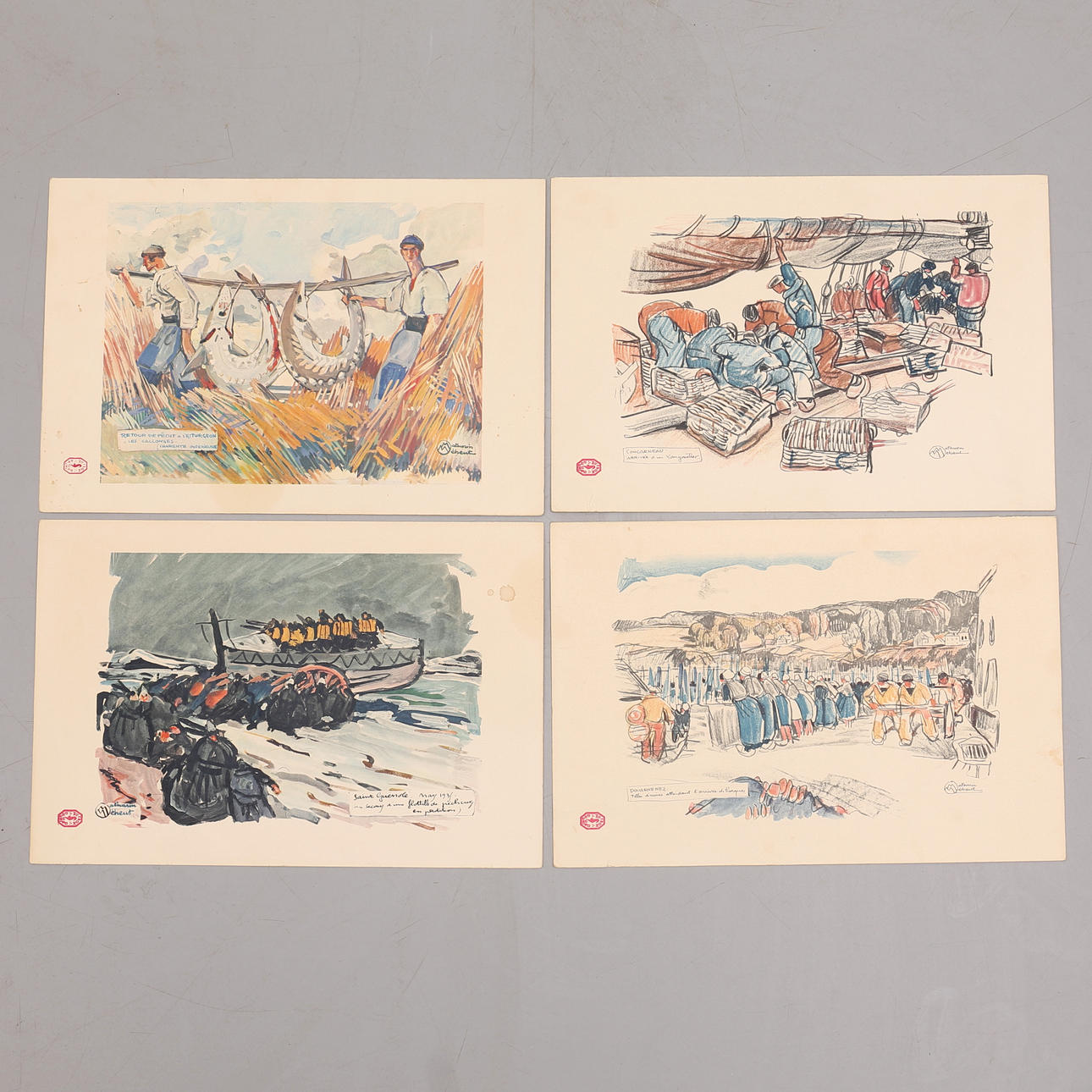 MATHURIN MEHEUT. EFTER. Restaurangmenyer, 4 st, för Maison Prunier, 1950-tal.