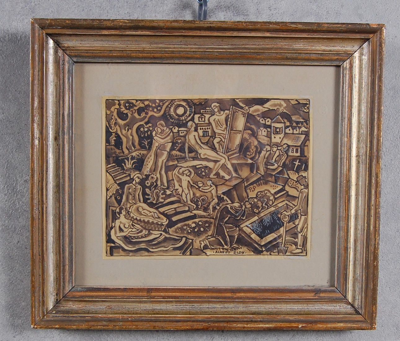 ALBERT ELDH. 1878-1955, teckning, signerad.