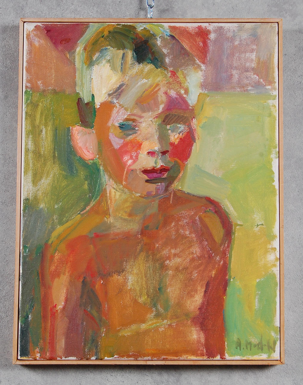 OKÄND KONSTNÄR. olja på duk, " Gosse " signerad.