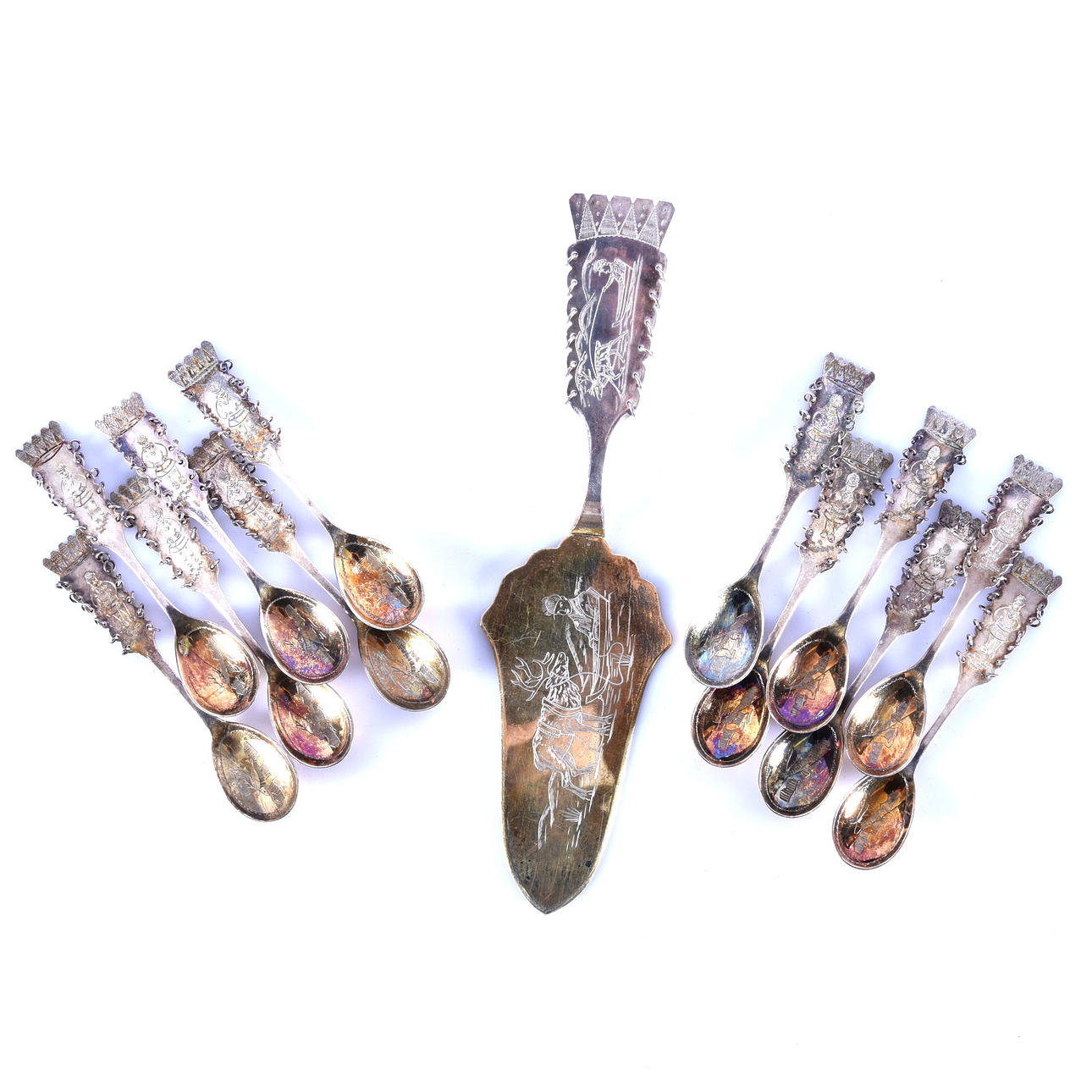 LAPP SPOONS, 13 parts, silver, 1900s.
