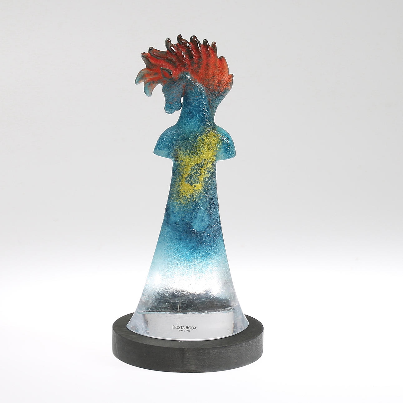 SKULPTUR, Glas, "Horse", Kjell Engman, Kosta Boda, signerad och numrerad 90133.