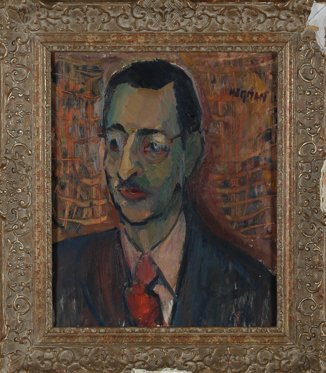 RAGNAR HÖGMAN. Portrait, oil on Board, signed.